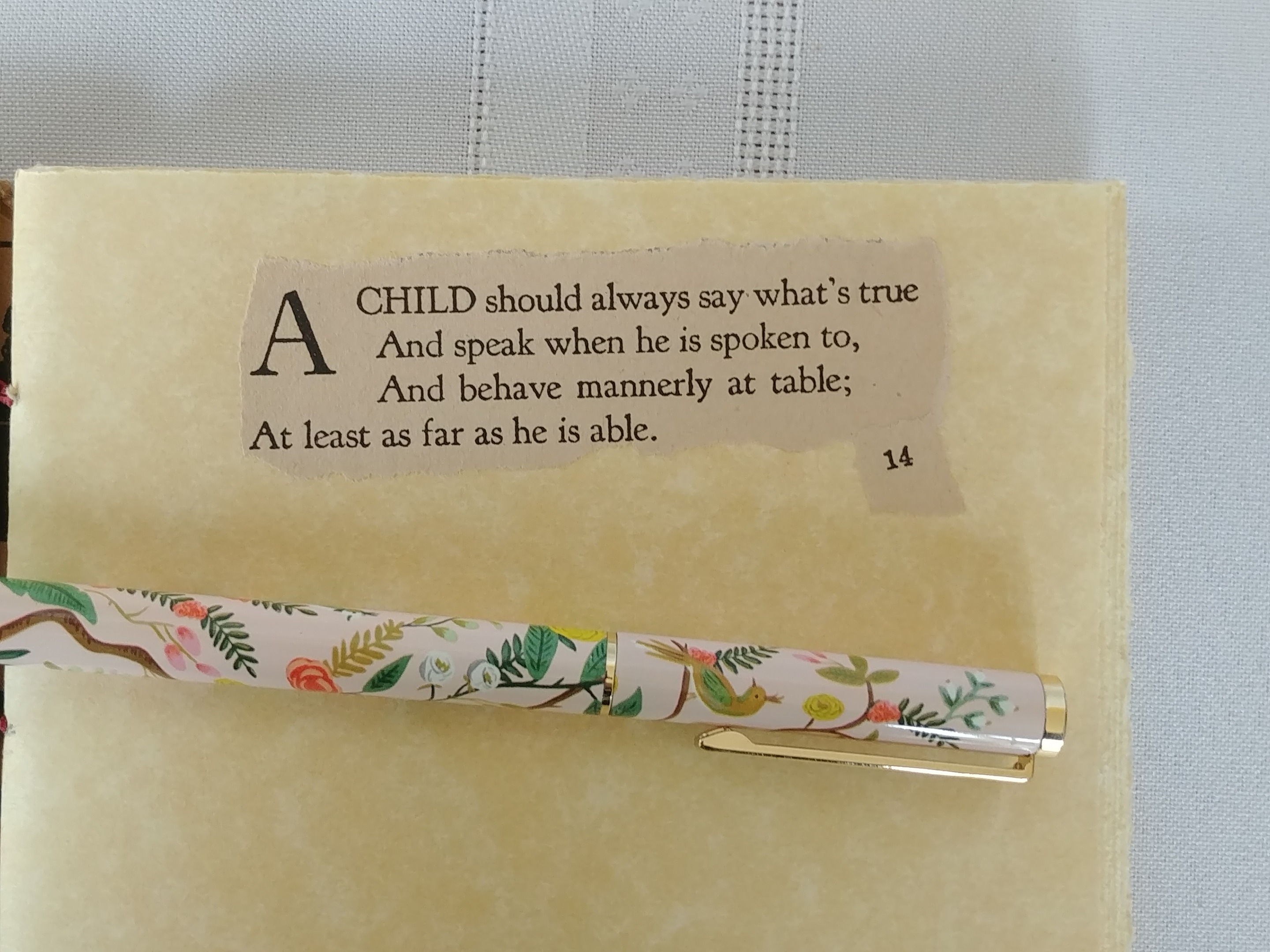A Child's Garden of Verses
                manners quote