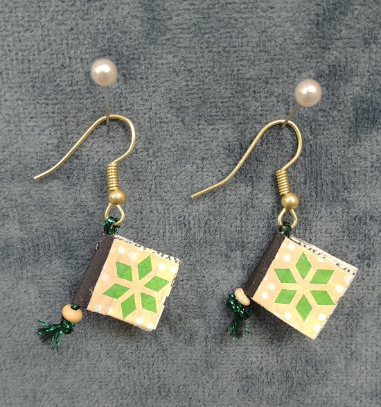 Green Six-Point Star Earrings
